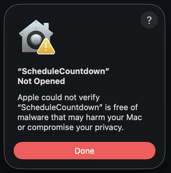 “ScheduleCountdown” Not Opened message
